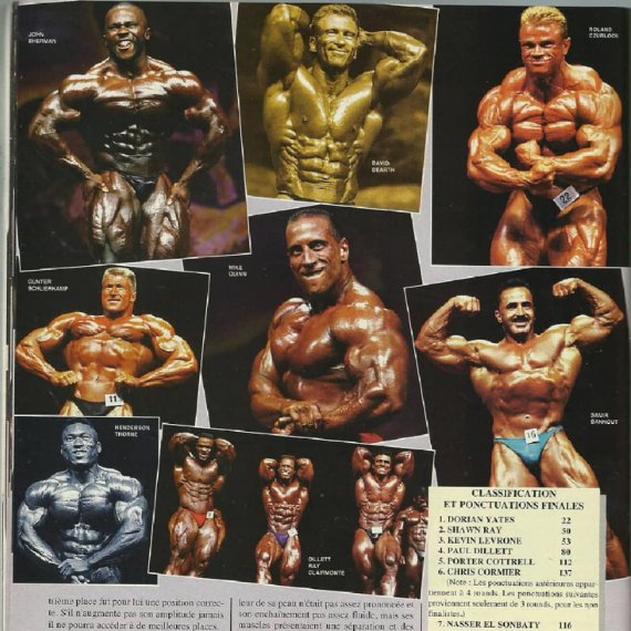 Самир Банну (Samir Bannout), Пол Диллет (Paul Dillett), Девид Дирт (David Dearth), Майк Квин (Mike Quinn), Чарльз Клермон (Charles Clairmonte), Шон Рей (Shawn Ray), Хендерсон Торн (Henderson Thorne), Роланд Чарлок (Roland Cziurlok), Джон Шерман (John Sherman), Гюнтер Шлиеркамп (Gunter Schlierkamp), Мистер Олимпия 1994 года