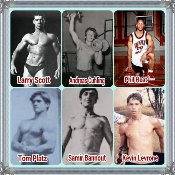 Ларри Скотт (Larry Scott), Андреас Кахлинг (Andreas Cahling), Фил Хит (Phil Heath), Том Платц (Tom Platz), Самир Банну (Samir Bannout), Кевин Леврон (Kevin Levrone). Скотт, Кахлинг, Хит, Платц, Банну, Леврон