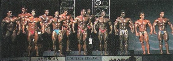 Альберт Беклес (Albert Beckles), Нимрод Кинг (Nimrod King), Ли Лабрада (Lee Labrada), Джей Джей Марш (J.J. Marsh), Майк Матараццо (Mike Matarazzo), Боб Перис (Bob Paris), Шон Рей (Shawn Ray), Робби Робинсон (Robby Robinson), Милош Сарцев (Milos Sarcev), Винс Тейлор (Vince Taylor), Ли Хейни (Lee Haney), Сонни Шмидт (Sonny Schmidt), Мистер Олимпия 1991 года